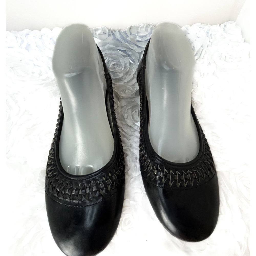 Natualizer Leather Flats Loafer‎ Shoes Women's 9 M Black Braided Weave Comfort